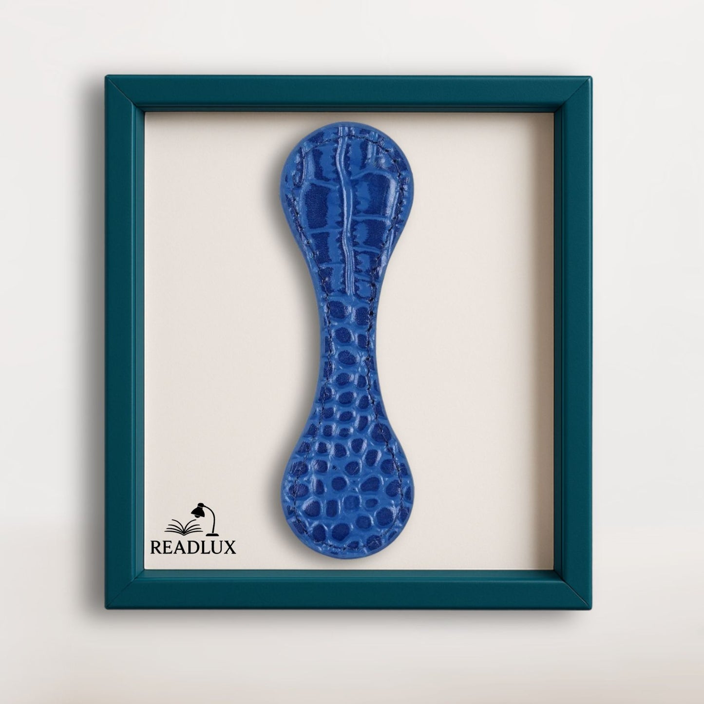 Marque-Page en Cuir Bleu Texturé effet croco dans un écrin readlux