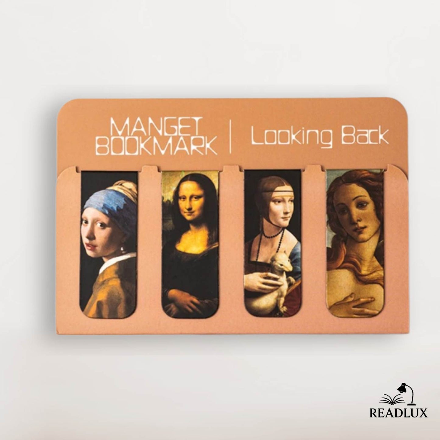 Lot de marque pages magnétiques œuvres d’art classiques avec Mona Lisa, La Jeune Fille à la perle et La Naissance de Vénus.