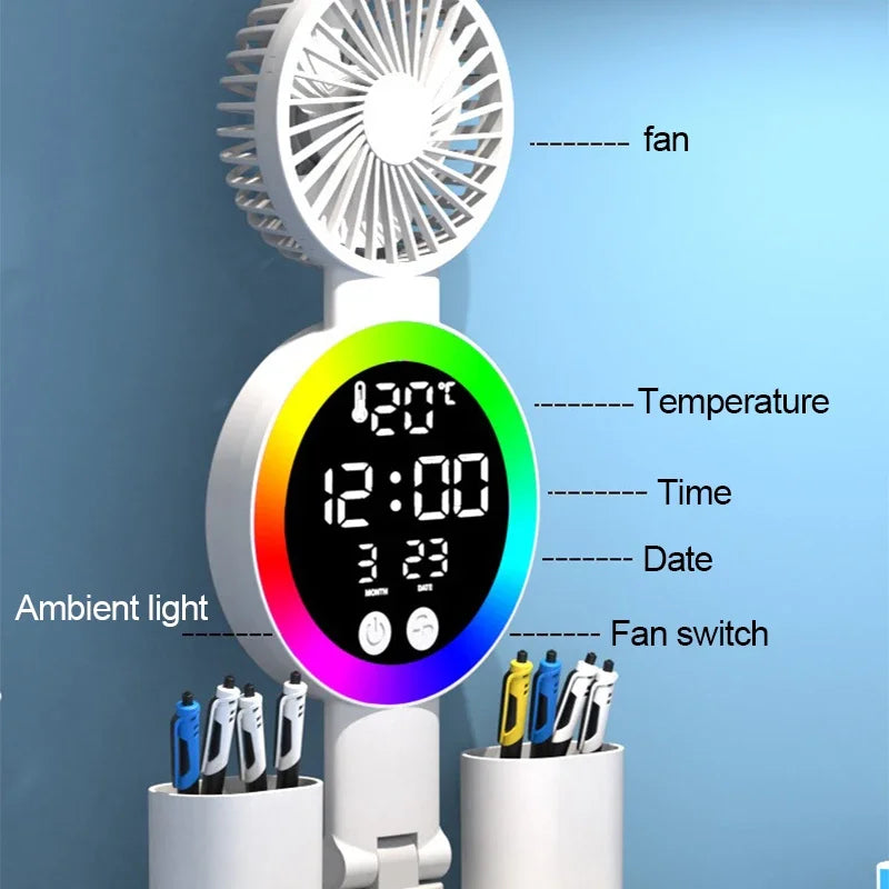 Lampe de Lecture sur Pied | Ventilateur, Horloge et Lumière Double