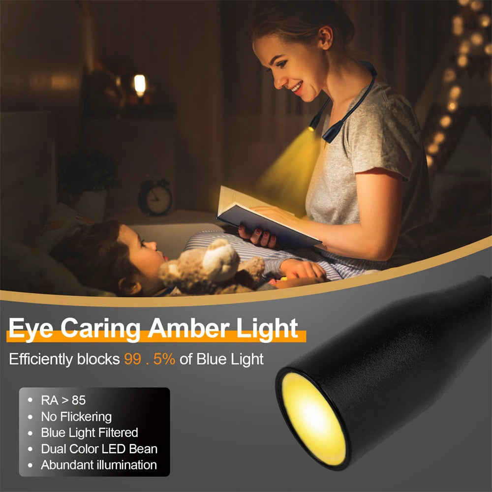 Glocusent Lampe de Lecture | Lumière Ambrée Anti-Lumière Bleue