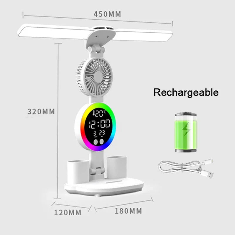 Lampe de Lecture sur Pied | Ventilateur, Horloge et Lumière Double