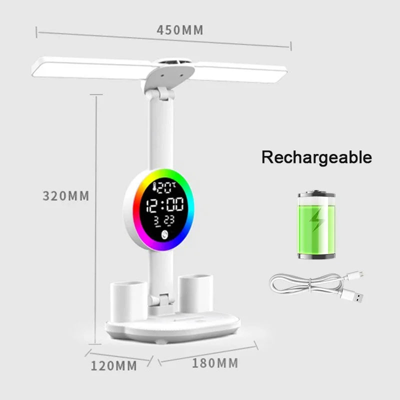 Lampe de Chevet Lecture | Horloge Intégrée et Recharge USB