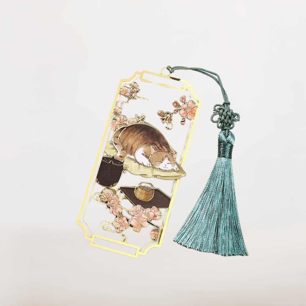 Marque Page Chat Floral – Élégance Japonaise et Lecture Zen