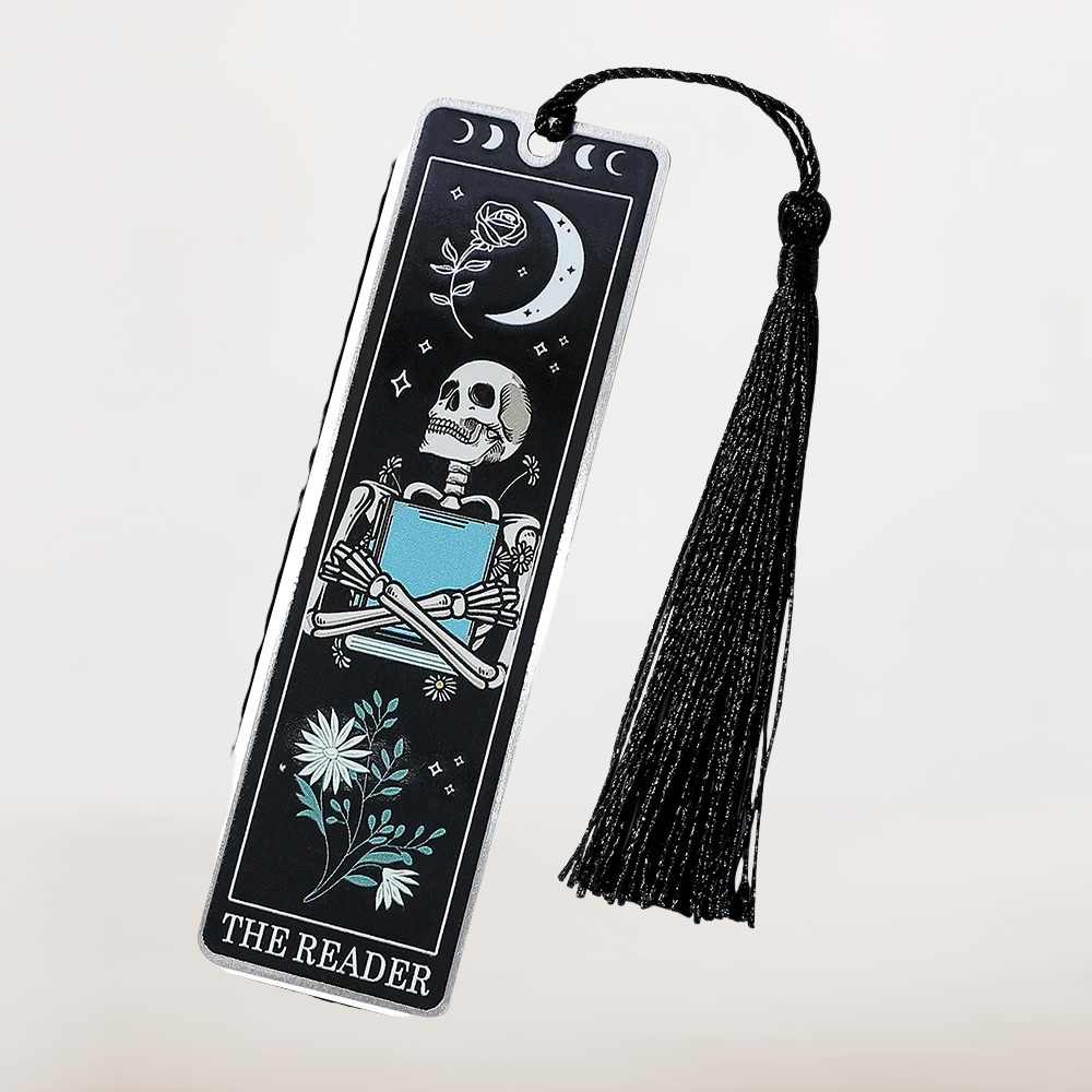 Marque page Halloween Tête de mort | The Reader Noir & Lune Silencieuse