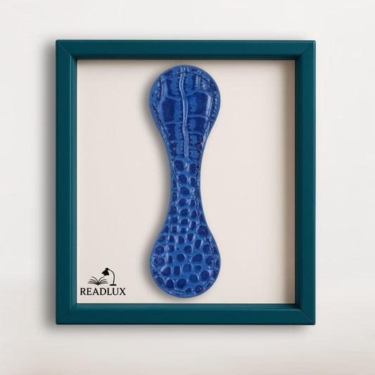 Marque-Page en Cuir Bleu Texturé effet croco dans un écrin readlux