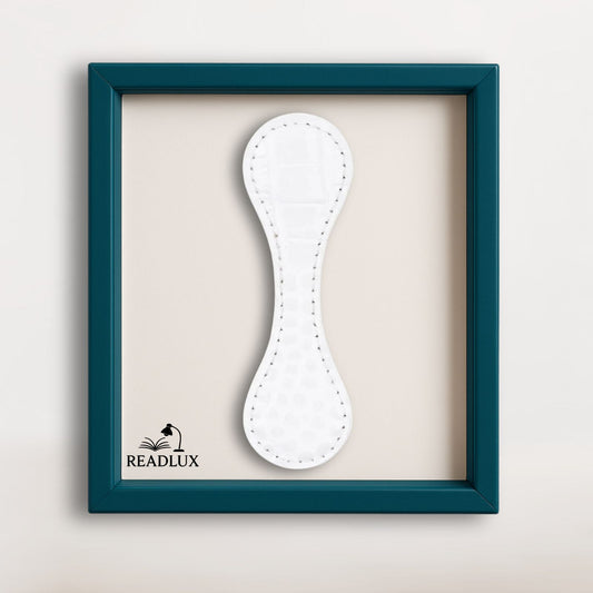 Marque-Page en Cuir Blanc Croco  dans un écrin readlux