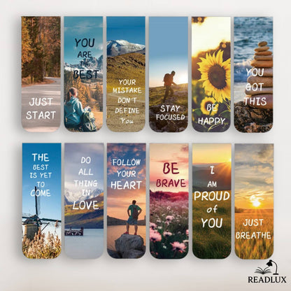 Lot de marque pages magnétiques avec des messages inspirant.