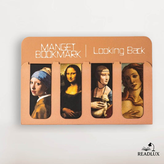 Lot de marque pages magnétiques œuvres d’art classiques avec Mona Lisa, La Jeune Fille à la perle et La Naissance de Vénus.