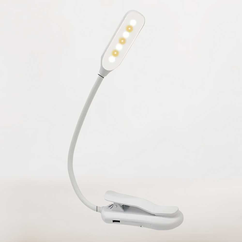 Lampe de Lecture Pince Blanche | Élégante, Rechargeable et Discrète