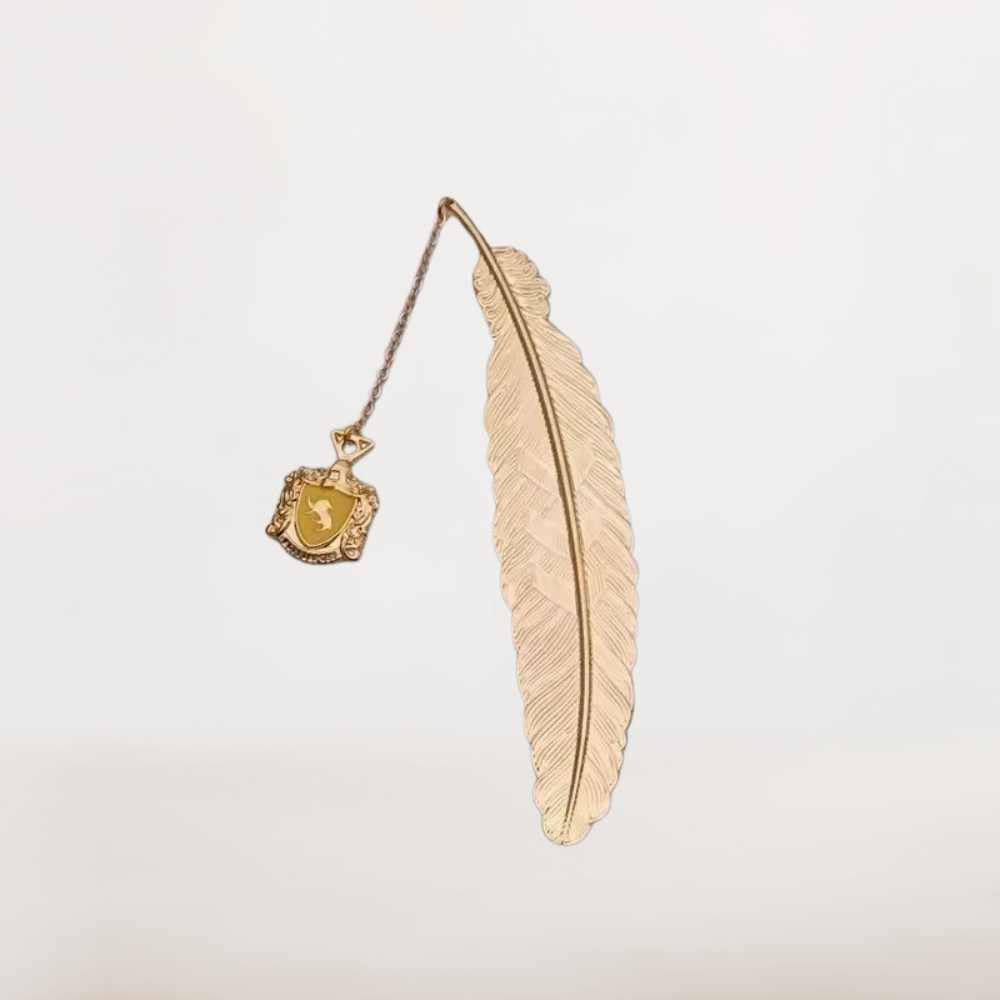 Marque Page Blason Doré | Plume Dorée et Blason Lumineux