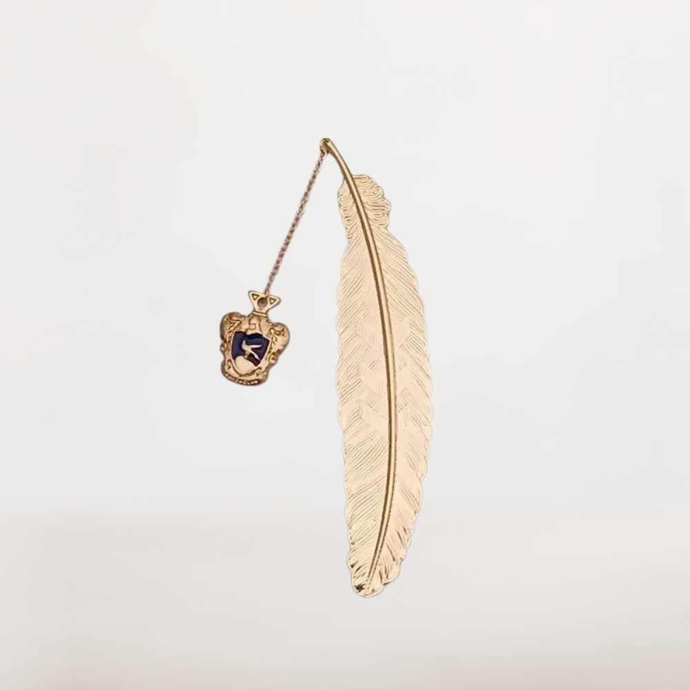 Marque Page Blason Bleu | Plume Dorée et Blason Bleu Nuit