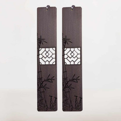 Marque Page Bois Foncé | Gravure Bambous et Élégance Naturelle