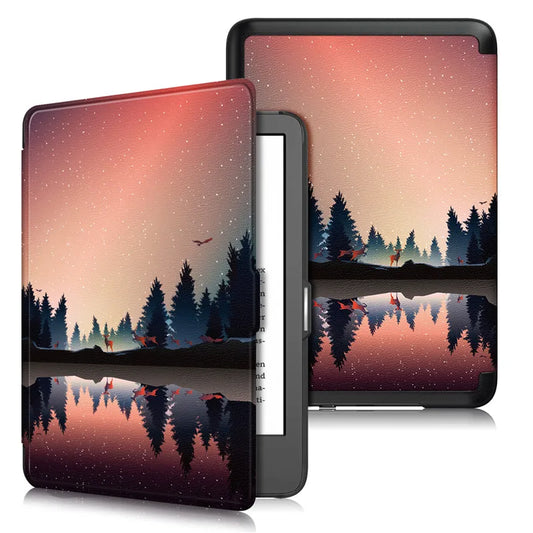Etui Kindle 11eme Generation | Forêt Rose et Crépuscule Miroité
