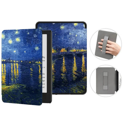 Etui Kindle Paperwhite 2024 | Nuit Étoilée de Van Gogh et Reflets Bleus