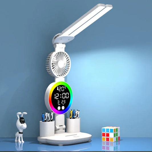 Lampe de Lecture sur Pied | Ventilateur, Horloge et Lumière Double