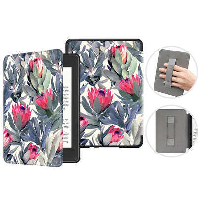 Etui Kindle Paperwhite 2024 | Fleurs Rosées et Feuillage Pastel