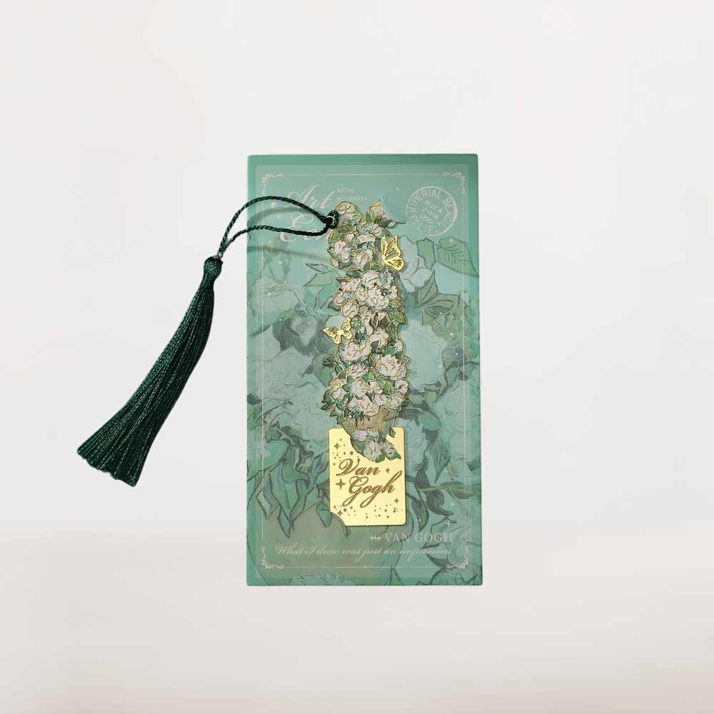 Marque page métal | Roses Blanches Et Jardin De Van Gogh