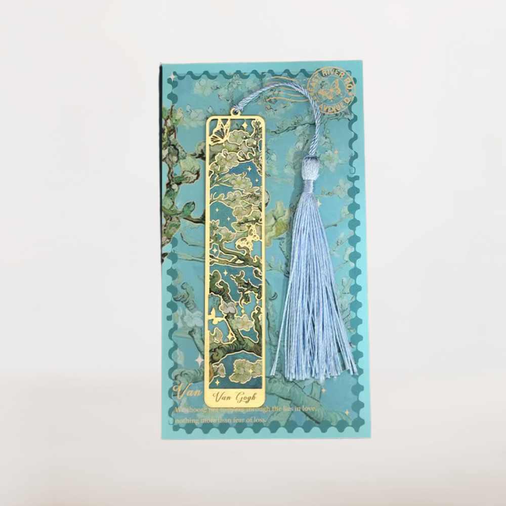 Marque Page Métal Bleu | Amandiers Dorés Inspirés De Van Gogh