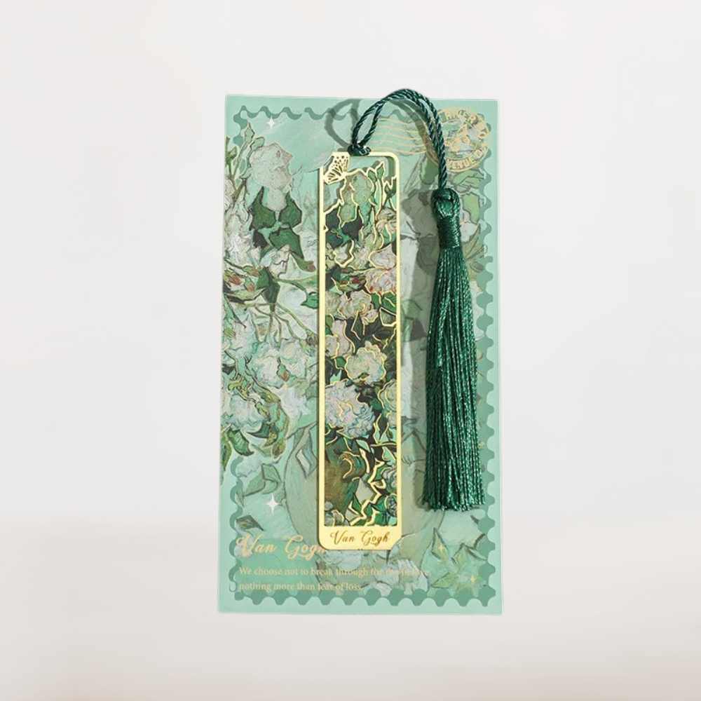 Marque page métal | Roses Blanches Et Feuillage Illustré