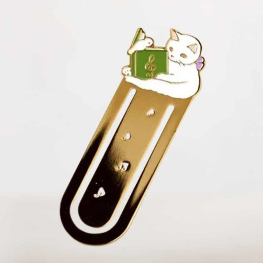 Marque Page Chat Musical – Lecture Kawaii et Notes Dorées