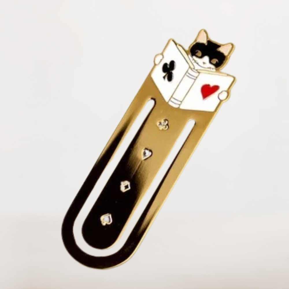 Marque Page Chat Kawaii – Fantaisie Féline et Symboles de Cartes