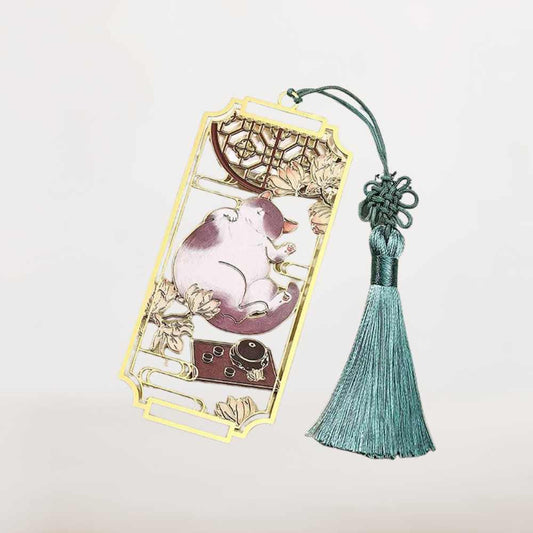 Marque Page Chat Zen – Sérénité Florale et Élégance Orientale