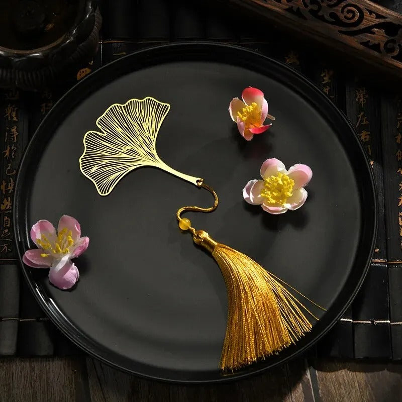 Marque Page Métal Pompon | Ginkgo Doré Et Intemporel