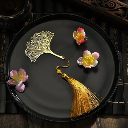 Marque Page Métal Pompon | Ginkgo Doré Et Intemporel