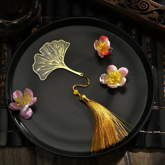 Marque Page Métal Pompon | Ginkgo Doré Et Intemporel
