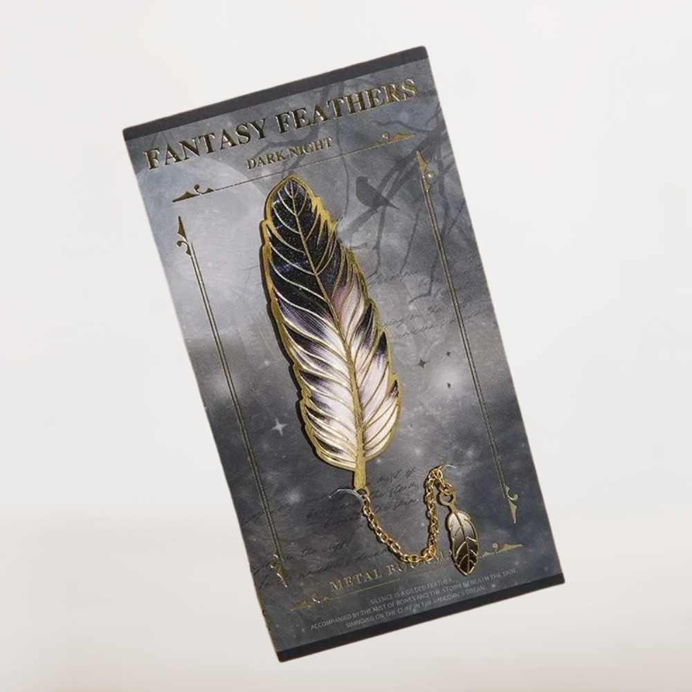 Marque Page Plume | Nuit Dorée et Élégance Sombre